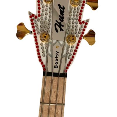 Custom Aurelius Bootsy Pink Crystal Space 4 String LED Bass Five Pickups MEC Pickups Option - Image 4
