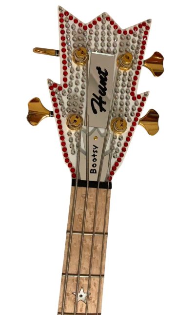 Custom Aurelius Bootsy Pink Crystal Space 4 String LED Bass Five Pickups MEC Pickups Option - Image 4