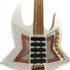 Custom Aurelius Bootsy Pink Crystal Space 4 String LED Bass Five Pickups MEC Pickups Option