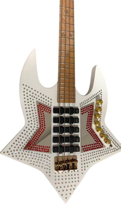 Custom Aurelius Bootsy Pink Crystal Space 4 String LED Bass Five Pickups MEC Pickups Option