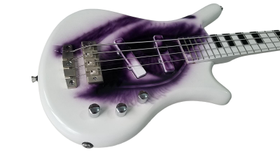 Custom Pulse Corvette Prince White 4 String Bass One Eye - Image 7