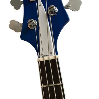 Custom Nova 4003 Blue Chrome Hardware 4 String Bass White Pickguard - Image 9