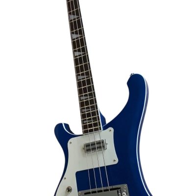 Custom Nova 4003 Blue Chrome Hardware 4 String Bass White Pickguard - Image 8
