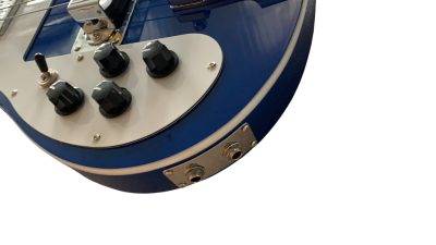 Custom Nova 4003 Blue Chrome Hardware 4 String Bass White Pickguard - Image 7