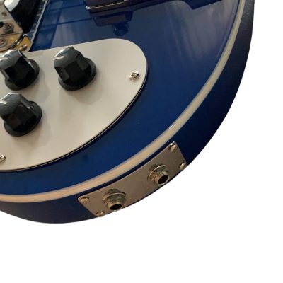 Custom Nova 4003 Blue Chrome Hardware 4 String Bass White Pickguard - Image 7