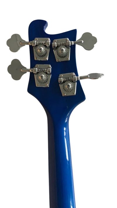 Custom Nova 4003 Blue Chrome Hardware 4 String Bass White Pickguard - Image 5