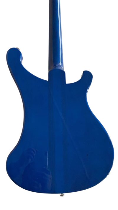 Custom Nova 4003 Blue Chrome Hardware 4 String Bass White Pickguard - Image 4