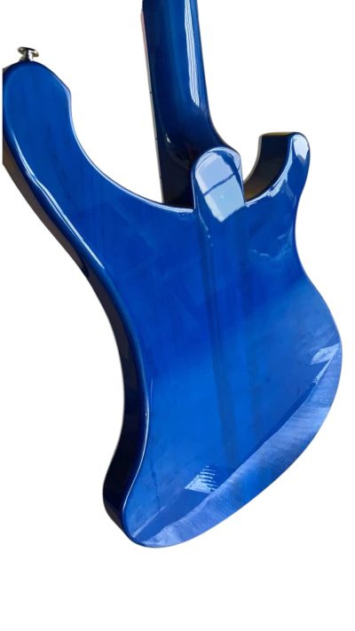 Custom Nova 4003 Blue Chrome Hardware 4 String Bass White Pickguard - Image 3