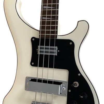 Custom Nova 4003 White Checkerboard Bindings Chrome Hardware 4 String Bass Black Pickguard