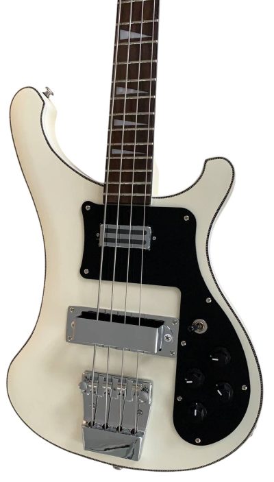 Custom Nova 4003 White Checkerboard Bindings Chrome Hardware 4 String Bass Black Pickguard