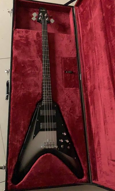 Custom Crown Korina Flying V Silverburst 4 String Bass - Image 7