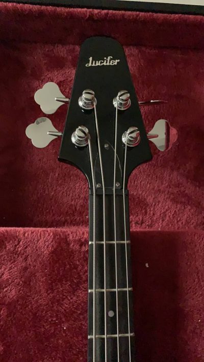 Custom Crown Korina Flying V Silverburst 4 String Bass - Image 2