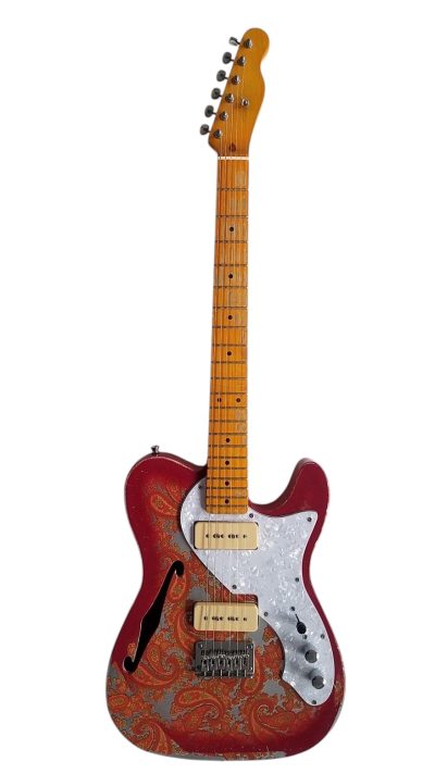 Custom Regent Pink Paisley Thinline Relic Dual P90 Pickups Fhole Electric Guitar - Image 15