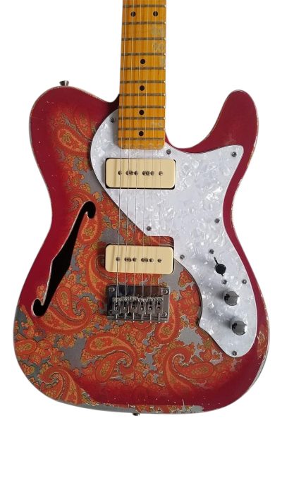 Custom Regent Pink Paisley Thinline Relic Dual P90 Pickups Fhole Electric Guitar