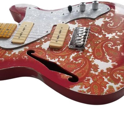 Custom Regent Pink Paisley Thinline Relic Dual P90 Pickups Fhole Electric Guitar - Image 12