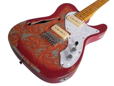 Custom Regent Pink Paisley Thinline Relic Dual P90 Pickups Fhole Electric Guitar - Image 11