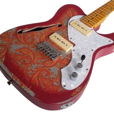 Custom Regent Pink Paisley Thinline Relic Dual P90 Pickups Fhole Electric Guitar - Image 11