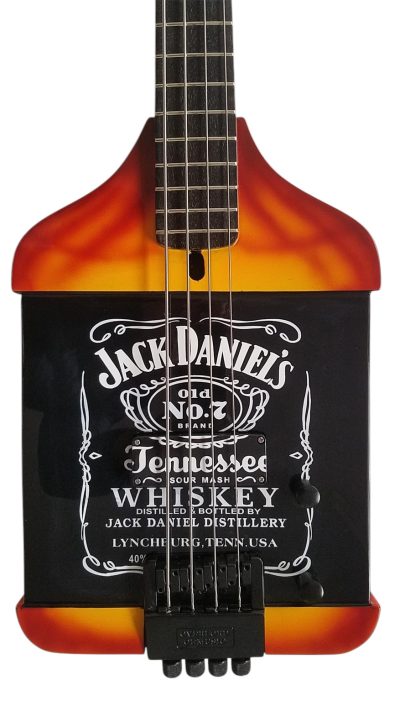 Custom Forge Jack Orange Burst Daniels Bottle 4 String Headless Bass