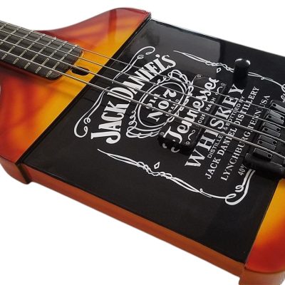 Custom Forge Jack Orange Burst Daniels Bottle 4 String Headless Bass - Image 6