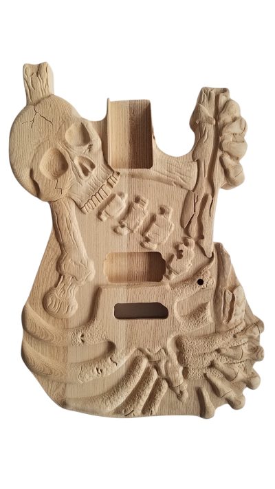 Custom Obsidian Skull And Bones Carved George Unfinished Body DIY Guitar