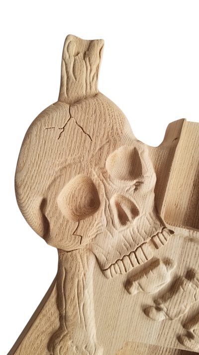 Custom Obsidian Skull And Bones Carved George Unfinished Body DIY Guitar - Image 8