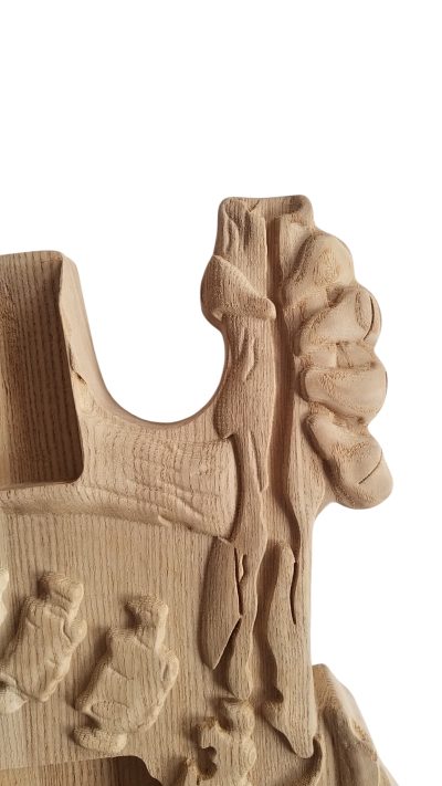 Custom Obsidian Skull And Bones Carved George Unfinished Body DIY Guitar - Image 6