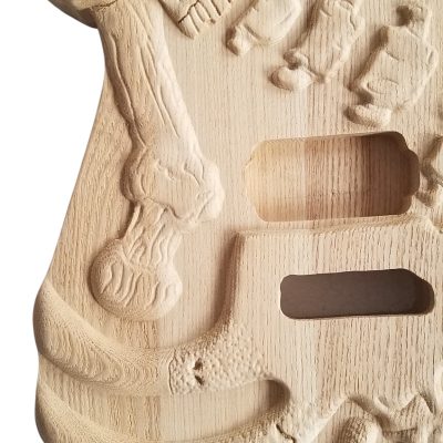Custom Obsidian Skull And Bones Carved George Unfinished Body DIY Guitar - Image 5