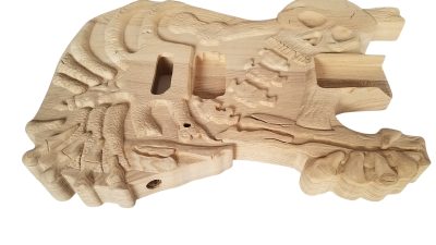 Custom Obsidian Skull And Bones Carved George Unfinished Body DIY Guitar - Image 4