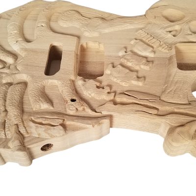 Custom Obsidian Skull And Bones Carved George Unfinished Body DIY Guitar - Image 4