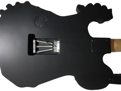 Custom Obsidian George Black Hand Painted Skull And Bones Carved Skeleton Guitar - Image 6