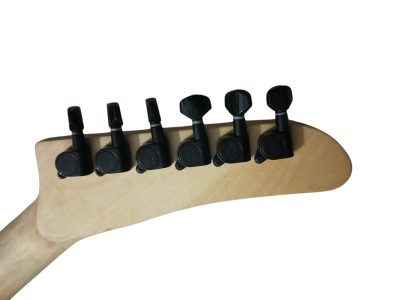 Custom Obsidian George Black Hand Painted Skull And Bones Carved Skeleton Guitar - Image 5
