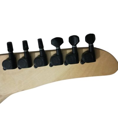 Custom Obsidian George Black Hand Painted Skull And Bones Carved Skeleton Guitar - Image 5