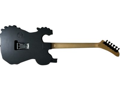 Custom Obsidian George Black Hand Painted Skull And Bones Carved Skeleton Guitar - Image 4