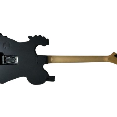 Custom Obsidian George Black Hand Painted Skull And Bones Carved Skeleton Guitar - Image 4
