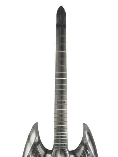 Custom Obsidian Hand Painted Angel Sword Alfee Silver Carved Engraved Guitar - Image 3