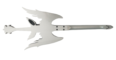 Custom Obsidian Hand Painted Angel Sword Alfee Silver Carved Engraved Guitar - Image 7