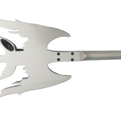 Custom Obsidian Hand Painted Angel Sword Alfee Silver Carved Engraved Guitar - Image 7