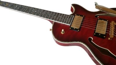 Custom Crown Red Quilted Maple Top Bigsby Vibrato Tailpiece Guitar - Image 13