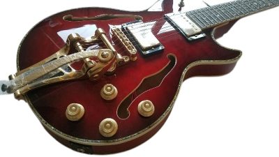 Custom Crown Red Quilted Maple Top Bigsby Vibrato Tailpiece Guitar - Image 9