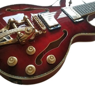 Custom Crown Red Quilted Maple Top Bigsby Vibrato Tailpiece Guitar - Image 9