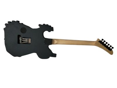 Custom Obsidian George Black Gray Finish Hand Painted Skull And Bones Carved Skeleton Guitar - Image 5