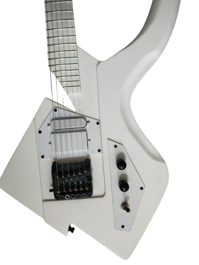 Custom Ember Prince C Headless Abstract V6 Vader White Guitar