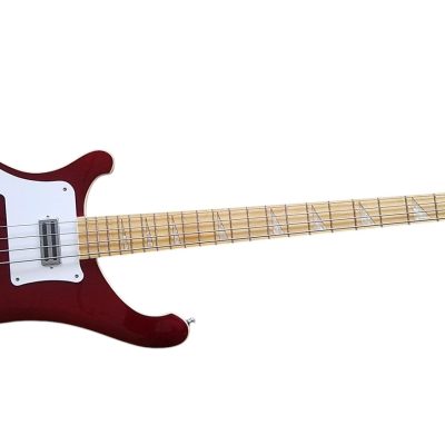 Custom Nova 4003 Burgundy Red Chrome Hardware 4 String Bass White Pickguard - Image 8