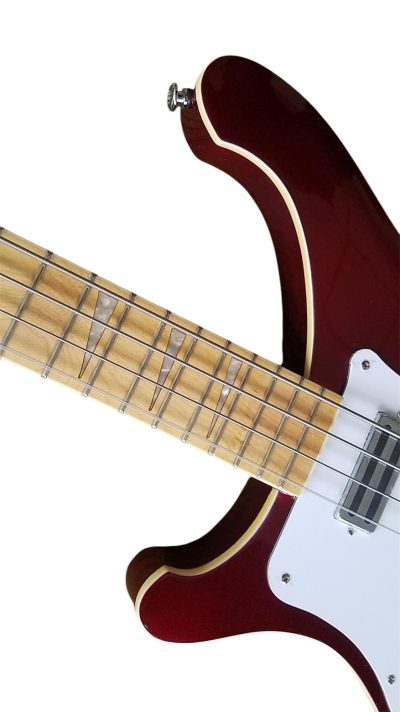 Custom Nova 4003 Burgundy Red Chrome Hardware 4 String Bass White Pickguard - Image 2