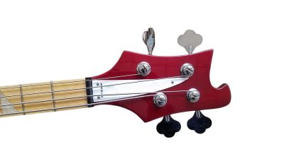 Custom Nova 4003 Burgundy Red Chrome Hardware 4 String Bass White Pickguard - Image 4