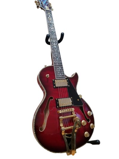 Custom Crown Red Quilted Maple Top Bigsby Vibrato Tailpiece Guitar - Image 7