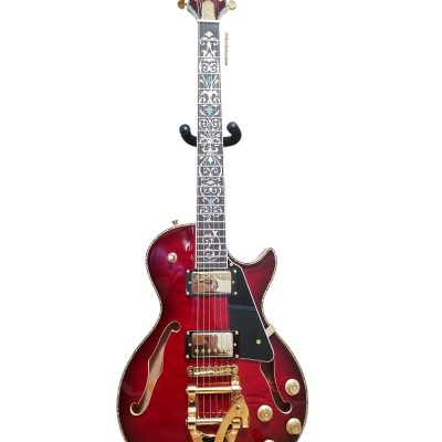 Custom Crown Red Quilted Maple Top Bigsby Vibrato Tailpiece Guitar - Image 6