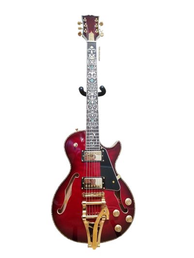 Custom Crown Red Quilted Maple Top Bigsby Vibrato Tailpiece Guitar - Image 6
