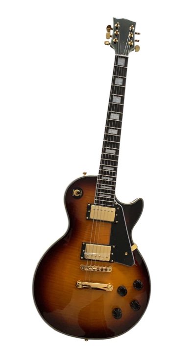 Custom Crown Tobacco Sunburst Flame Maple Top Guitar Black Pickguard - Image 7