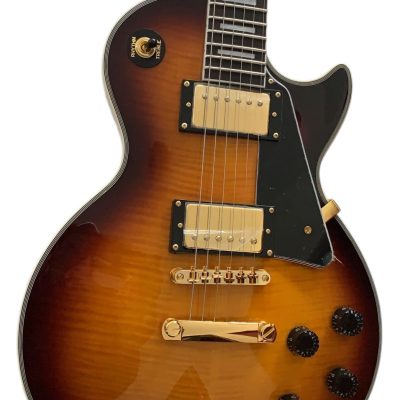 Custom Crown Tobacco Sunburst Flame Maple Top Guitar Black Pickguard